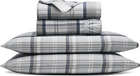 Flannel Heathered Plaid Sheet Set, Full