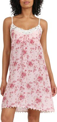 Lou Lou Floral Lace Trim Cotton & Silk Chemise