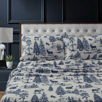 Mountain Toile Heavyweight Flannel Extra Deep Pocket Twin Xl Sheet Set