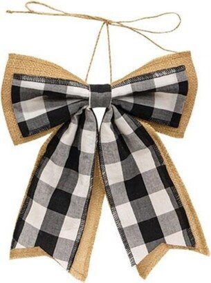 Black & White Buffalo Check & Burlap Bow - 10 high by 8.5 wide.