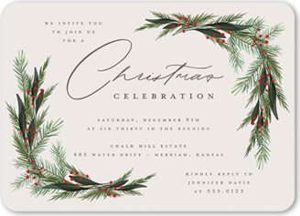 Holiday Invitations: Wintergreen Frame Holiday Invitation, Beige, 5X7, Christmas, Matte, Signature Smooth Cardstock, Rounded