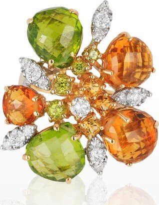 Andreoli Yellow Gold Peridot, Citrine and Diamond Ring