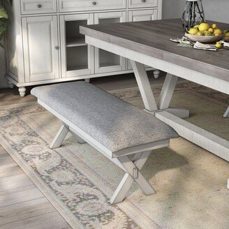 Paiz Farmhouse Two-Seater Padded Fabric Dining Bench