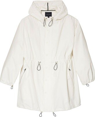 Balloon drawstring-fastening parka