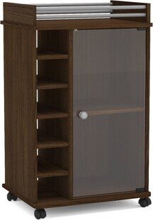 Laguna Bar Cabinet with Glass Door Dark Brown - Polifurniture