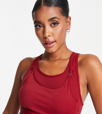 Maternity nursing mid support sports bra in burgundy