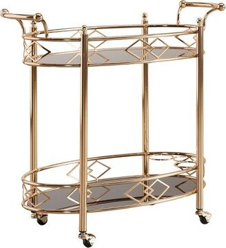 Annie Vintage Metal and Glass Bar Cart Rose Gold