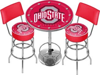 Ohio State University Game Room Combo-2 Stools w/Back & Table