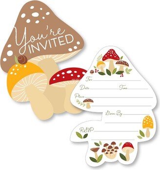 Big Dot of Happiness Wild Mushrooms - Shaped Fill-In Invitations - Red Toadstool Party Invitation Cards with Envelopes - Set of 12