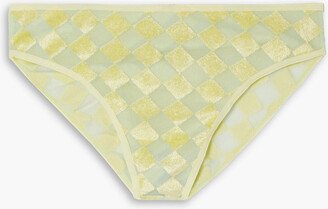 Bell checked flocked modal-blend tulle mid-rise briefs