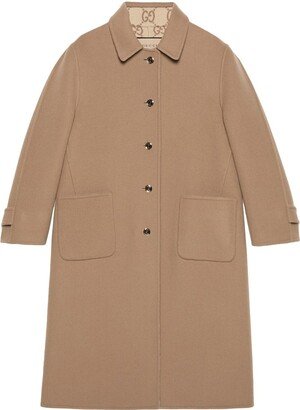 reversible GG-print wool coat