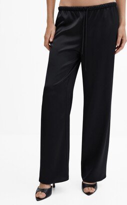 Women's Satin-Finish Elastic Waist Pants