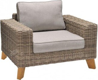 Outdoor Lounge Chair with Woven Wicker and Zipper Closure, Gray