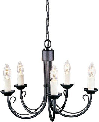 Loops 5 Bulb Chandelier Light Wire Bound Arm Ivory Candle Tube Black LED E14