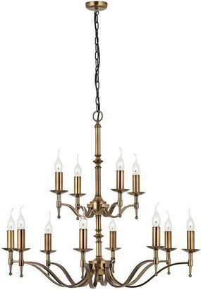 Loops Avery Ceiling Pendant Chandelier Light 12 Lamp Antique Brass Curved Ca