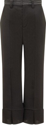 Contrasting Waistband Straight-Leg Tailored Trousers-AA