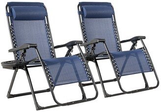 2PC Zero Gravity Chair Oversize Lounge Patio Heavy Duty Folding