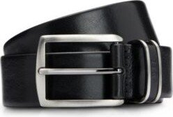 Italian-leather belt with logo-embossed keeper