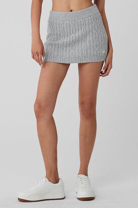 Cable Knit Winter Bliss Mini Skirt Shorts in Athletic Heather Grey, Size: Small