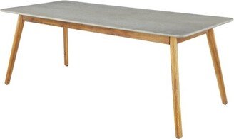 Mid-Century Rectangular Concrete Outdoor Dining Table Brown - Olivia & May