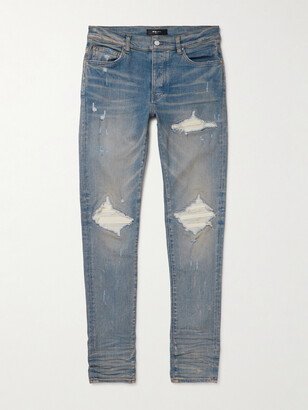 MX1 Skinny-Fit Ultrasuede®-Panelled Distressed Jeans-AC