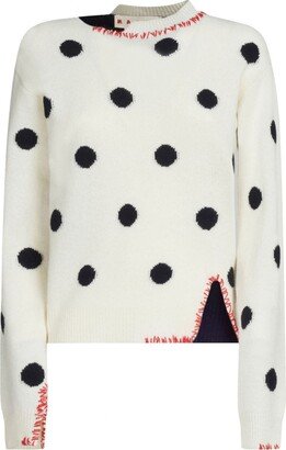 White And Black Virgin Wool Jumper