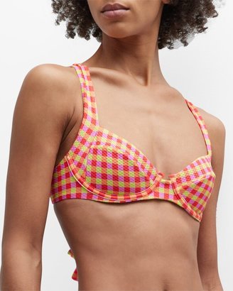 Pearla Textured Gingham Bikini Top