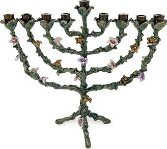 Enameled Jeweled Floral Menorah