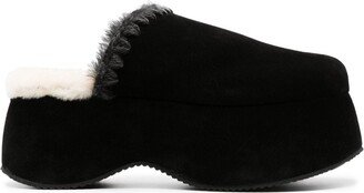 60mm Crochet-Trim Leather Slippers