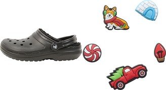 Men's and Women's Classic Lined Clog | Fuzzy Slippers w/Jibbitz Charms 5-Packs-AC