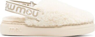 Shearling Slingback-Strap Slippers