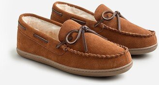 Sherpa-lined suede slippers