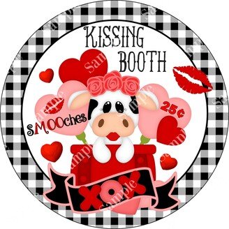 Kissing Booth Cow Valentine Sign | Door Hanger Home Decor Wreath Supplies