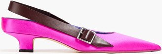 Solar satin slingback pumps