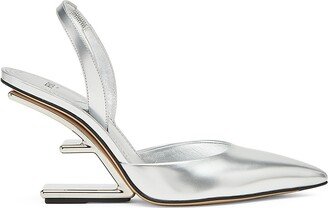 First 95MM Metallic Leather Slingback Pumps