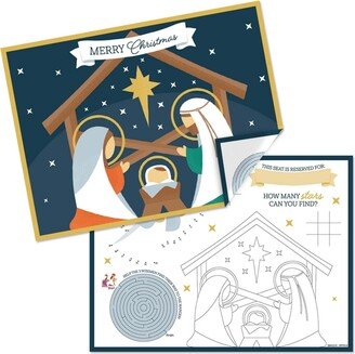 Big Dot Of Happiness Holy Nativity - Paper Christmas Coloring Sheets - Activity Placemats - Set of 16