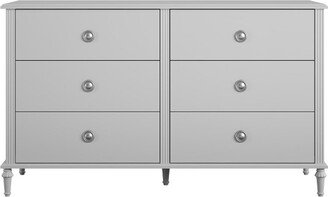 Rowan Valley Arden 6 Drawer Dresser with Silver Ring Drawer Pulls, Gray