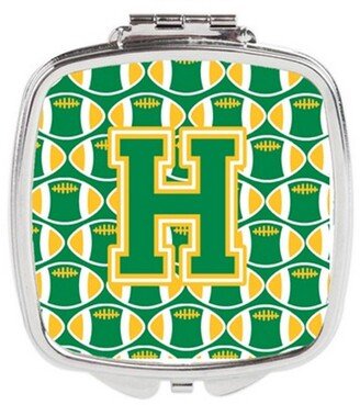 CJ1069-HSCM Letter H Football Green & Gold Compact Mirror