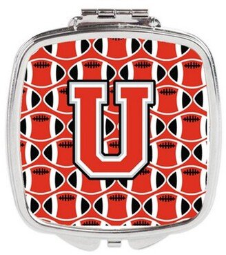 CJ1067-USCM Letter U Football Scarlet & Grey Compact Mirror