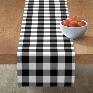 Table Runners: Buffalo Plaid With Twill Pattern - Black & White Table Runner, 108X16, Black