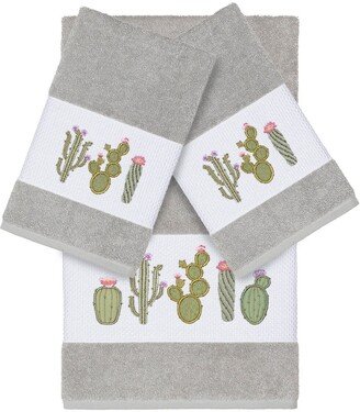 Light Grey Mila 3-Piece Embellished Towel Set