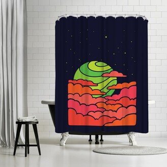 71 x 74 Shower Curtain, The Green Moon Rises by Joe Van Wetering