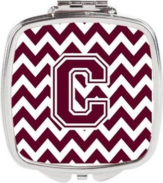 CJ1051-CSCM Letter C Chevron Maroon & White Compact Mirror, 3 x 0.3 x 2.75 in.