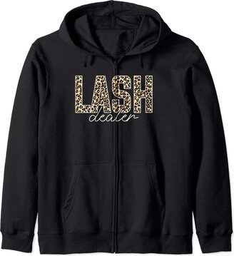 Lash Dealer Eyelash Extensions Lash Technician Lash Dealer Eyelash Artist Lash Tech Leopard Lash Zip Hoodie