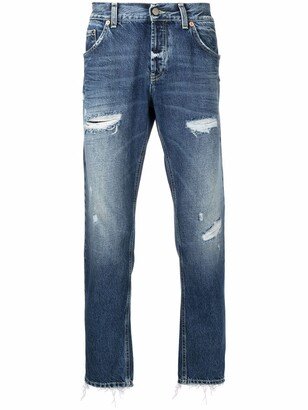 Pre-Owned Distressed Straight-Leg Jeans