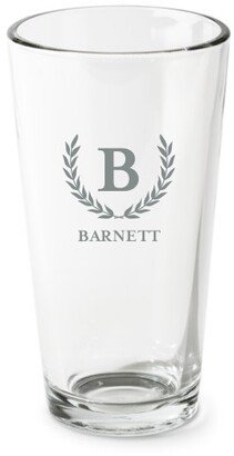 Pint Glasses: Wheat Frame Monogram Pint Glass, Etched Pint, Set Of 1, White