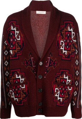 Patterned Intarsia-Knit Merino Wool Cardigan