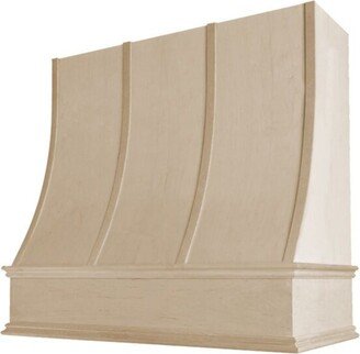 Unfinished Range Hood, Kitchen Vent, Wood Hood Cover, Slopped Stove Strapped Vent With Classic Decorative Molding 30 36 42 48 Wide