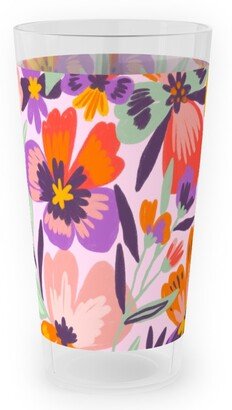 Outdoor Pint Glasses: Pansies Outdoor Pint Glass, Multicolor