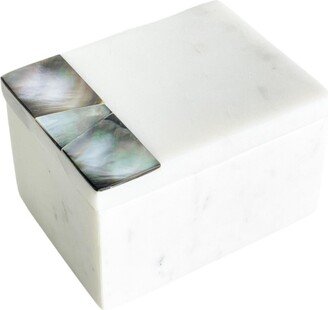 Anaya Home Grey Mother of Pearl White Marble Decor Box (Small)